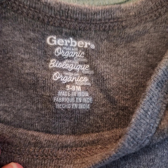 Gerber Organic 3-Pack Baby Boys Dino Short Sleeve Onesies Bodysuits Size 3-9M - Picture 7 of 10